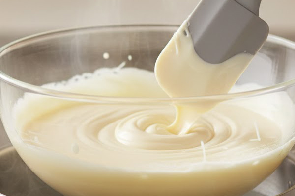 اضافه کردن روغن نارگیل برای روان کردن شکلات سفید ذوب شده