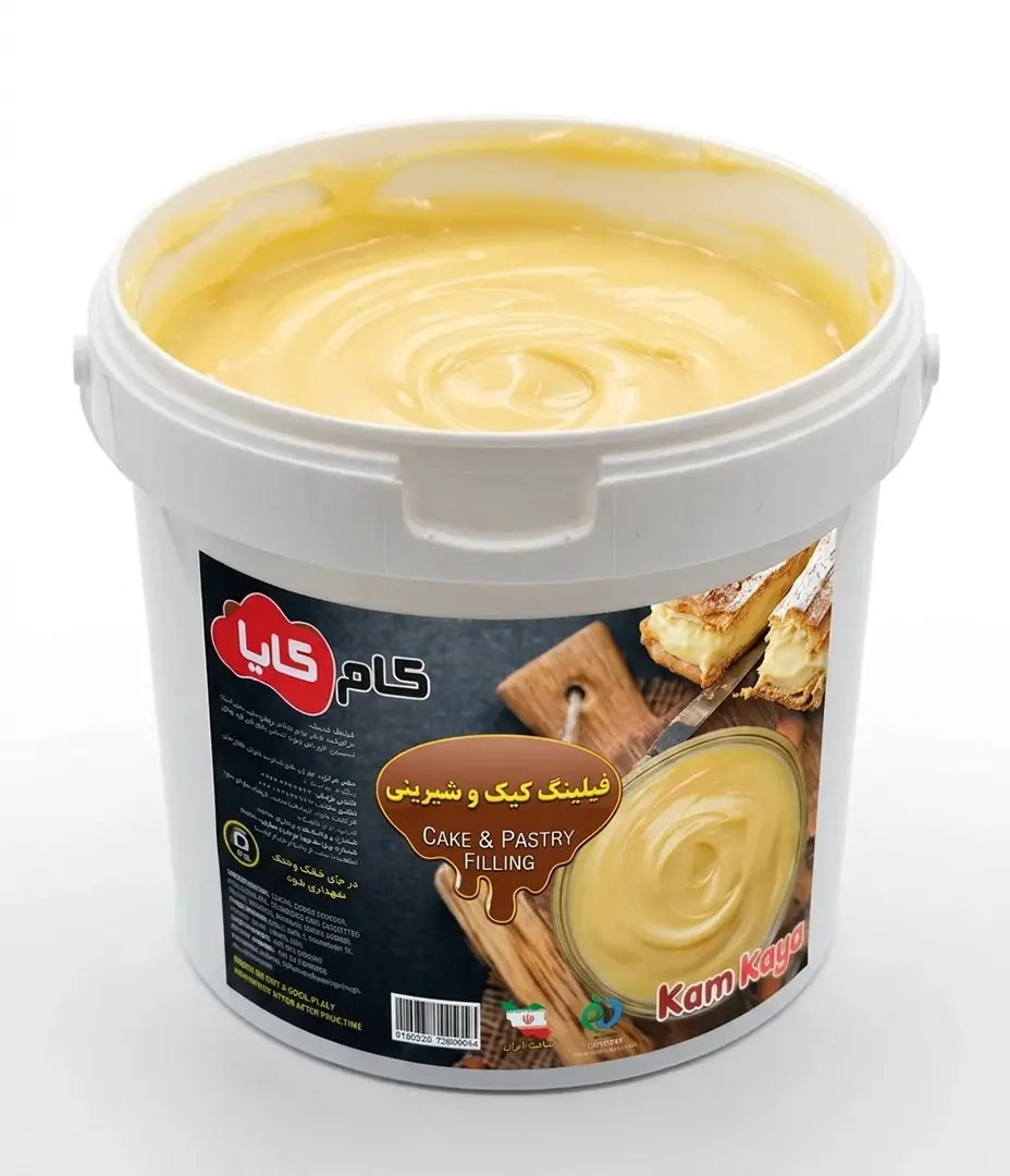 فیلینگ کیک و شیرینی کام کایا، سطل ۱۲ کیلویی برای خطوط تولید قنادی و شیرینی صنعتی